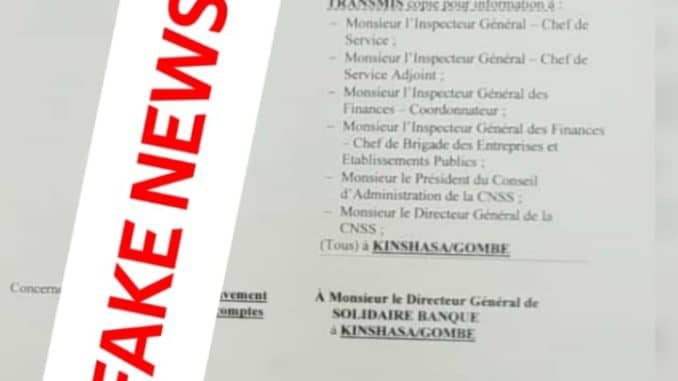 Actualités/ Rdc: Faux! Les comptes de la Caisse nationale de sécurité sociale ne sont nullement bloqués par&nbsp;l’IGF.