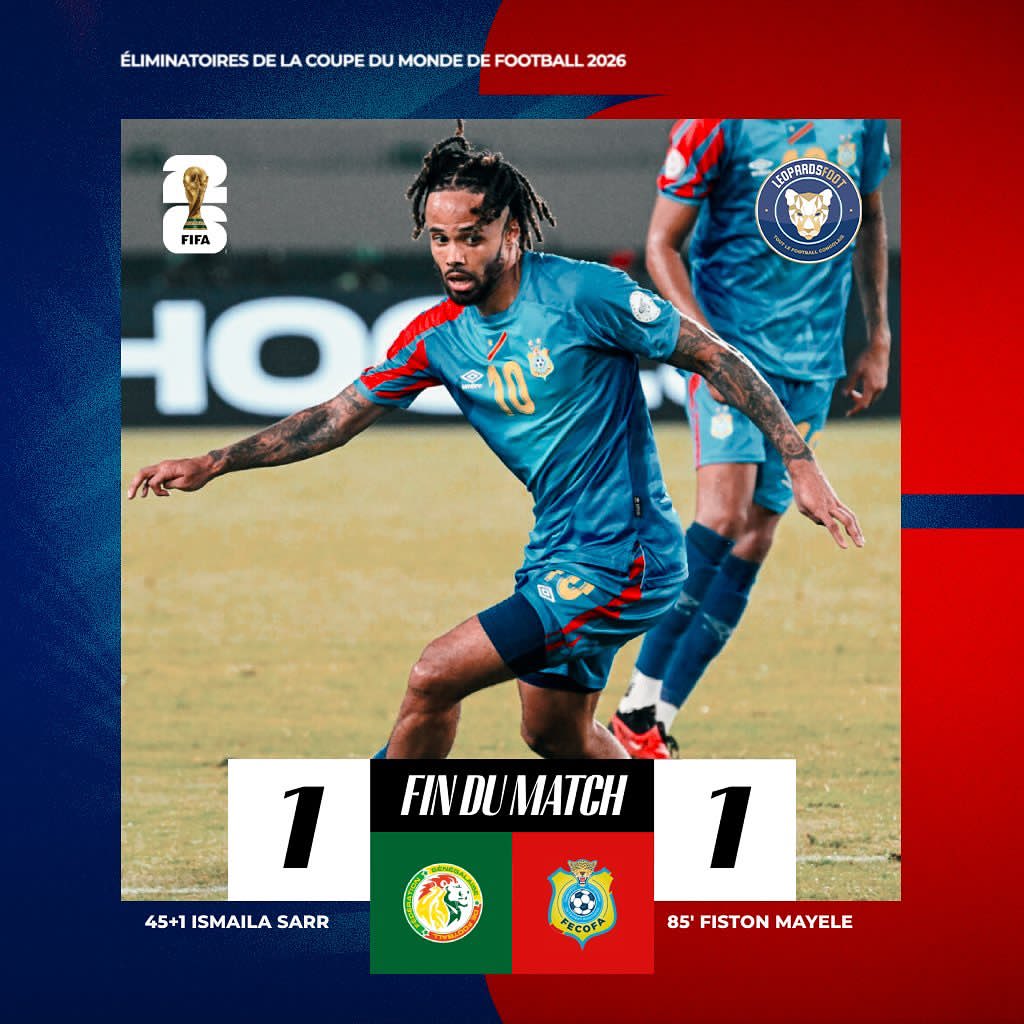 Afrique-Sport/ Vers un Mondial Historique : La RDC tient tête au Sénégal et leur impose un match nul à&nbsp;Dakar!