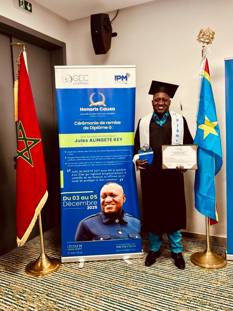 RDC/Maroc—Jules Alingete élevé &laquo;&nbsp;Docteur Honoris Causa&nbsp;&raquo; pour son combat contre la corruption à&nbsp;Marrakech