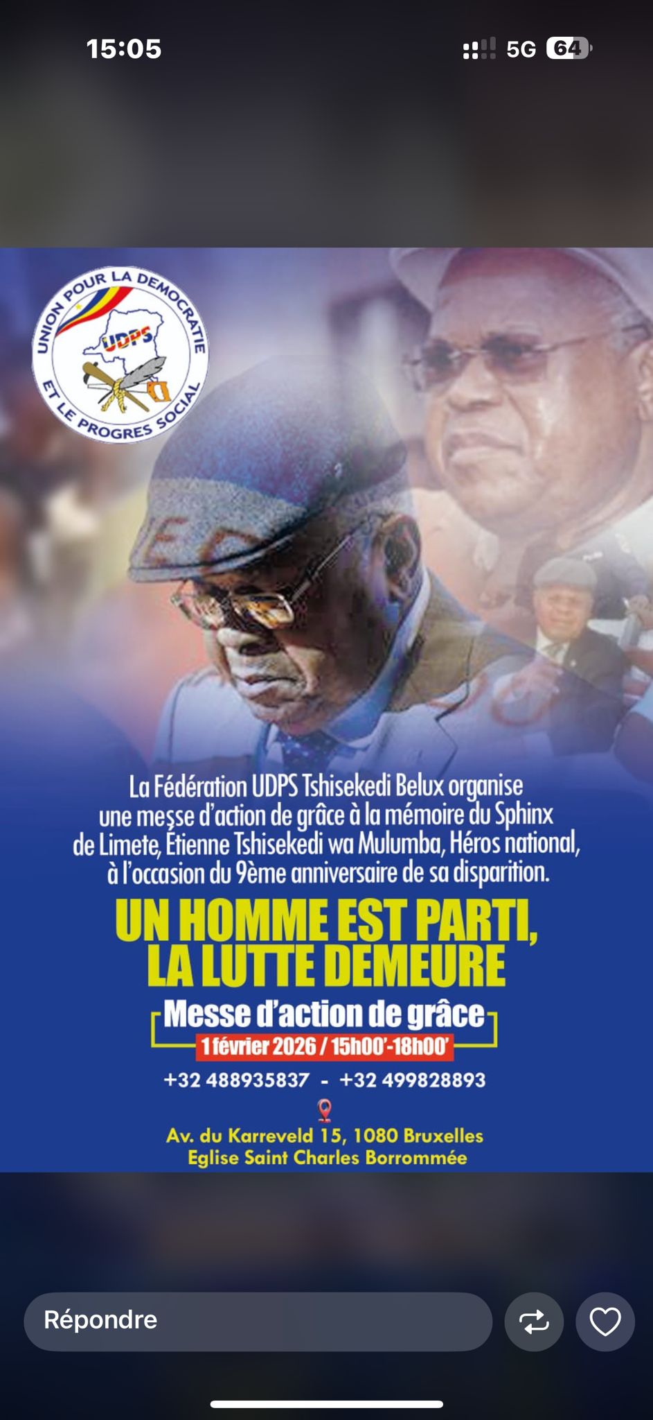 Bruxelles – Neuf ans après sa disparition, Jean-Jacques Mbungani et la diaspora congolaise du Benelux rendent hommage à Étienne Tshisekedi